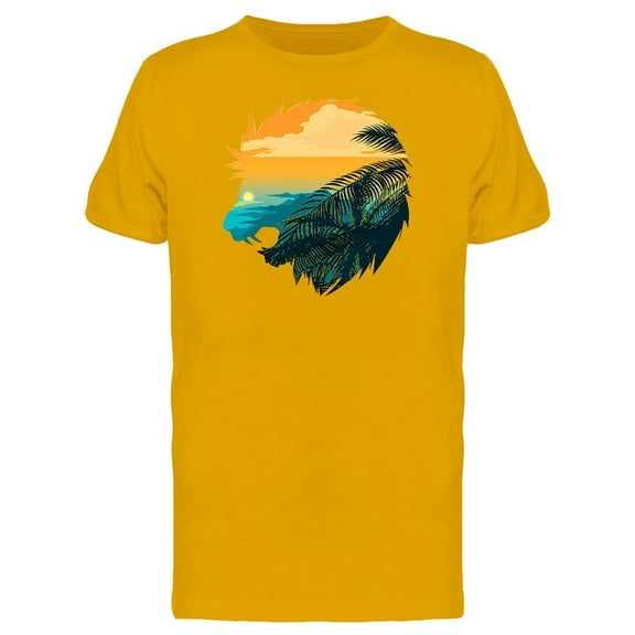 Cool Lion And Tropical Landscape Tee Men's -Image by Shutterstock