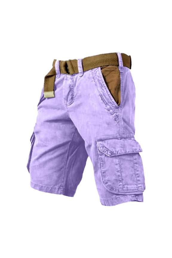 Men's Cargo Pants Straight Leg Casual Work Pants for Daily Wear Comfortable Lightweight Utility Trousers Spring Summer Fall Men Shorts Light Purple S