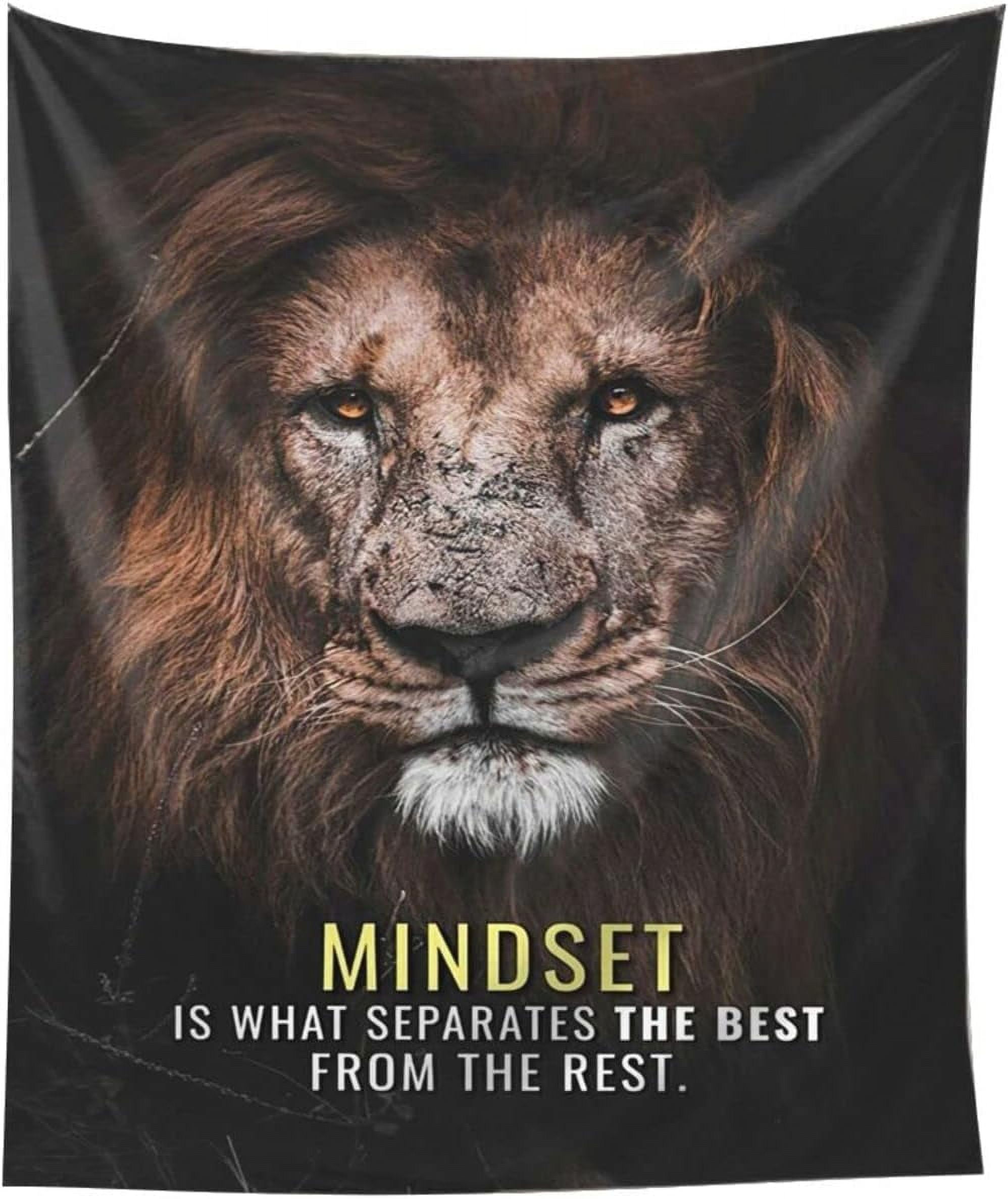 Cool Lions Tapestry, Lion Motivational Quotes Mindset Is Everything
