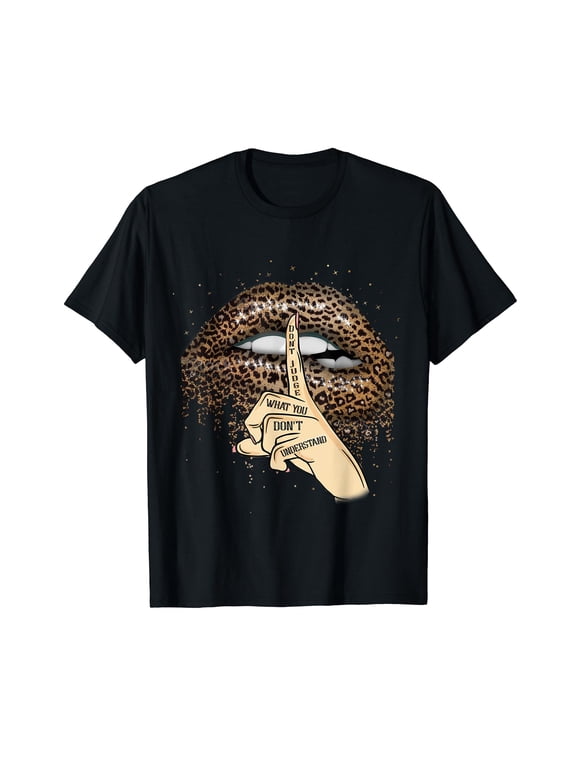 Cool Lips Bite Kiss Cheetah Print Womens Leopard Lip T-Shirt