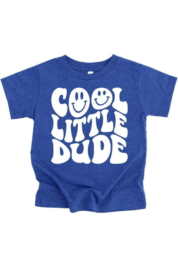 Cool Little Dude Retro Smiley Shirt Vintage Royal Shirt 2T