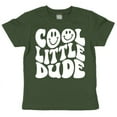 thumbnail image 1 of Cool Little Dude Retro Smiley Shirt White on Military Green Shirt 18 Months, 1 of 2