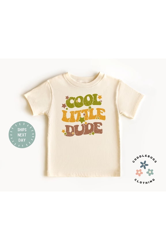 Cool Little Dude Toddler Shirt - Retro Cool Dude Boys Summer Tee - Funny Hipster Kid Tee - Cool Kid Shirt - Natural Kids Top, New Born, Baby Shower Gift, New Parents Gift