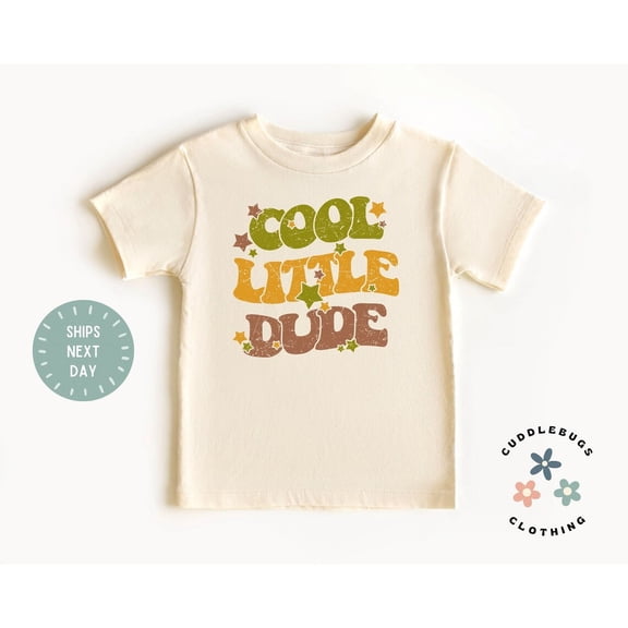 Cool Little Dude Toddler Shirt - Retro Cool Dude Boys Summer Tee - Funny Hipster Kid Tee - Cool Kid Shirt - Natural Kids Top, New Born, Baby Shower Gift, New Parents Gift