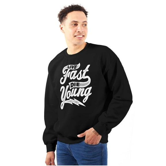 Cool Live Fast Die Young Motto Unisex Plus Fleece Graphic Sweatshirt Brisco Brands 3X