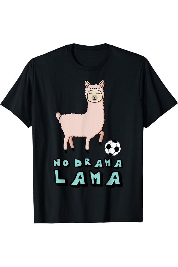 Cool Llama With Soccer Ball No Drama Lama Soccer Player Boys T-Shirt