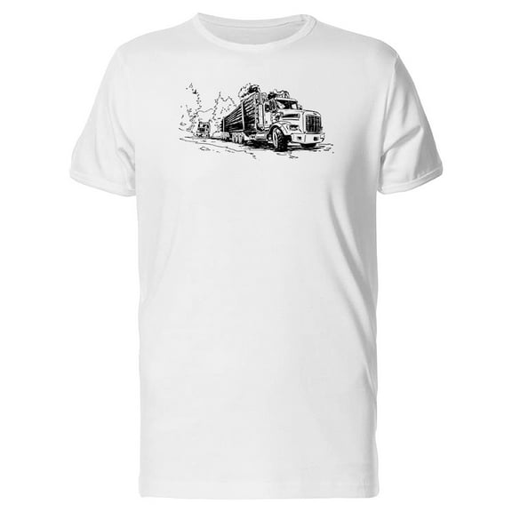 Cool Logging Trucks Sketch T-Shirt Men -Image by Shutterstock, Male XX-Large