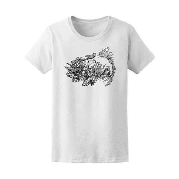 Cool Lotus Elephant Sketch T-Shirt Men -Image by Shutterstock, Male Small