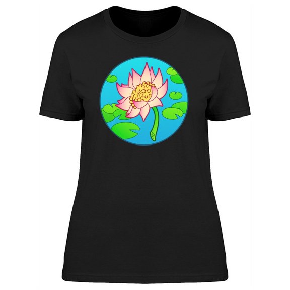 Cool Lotus Flower Cartoon T-Shirt Women -Image by Shutterstock, Female Medium