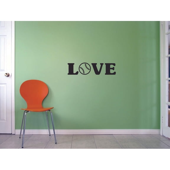 Cool Love Baseball Home Wall Decal | Colorful Vinyl Adhesive DIY Mural Art for Sports Lover Kids Bedroom Living Room Decor Decoration Sticker 8" x 30"
