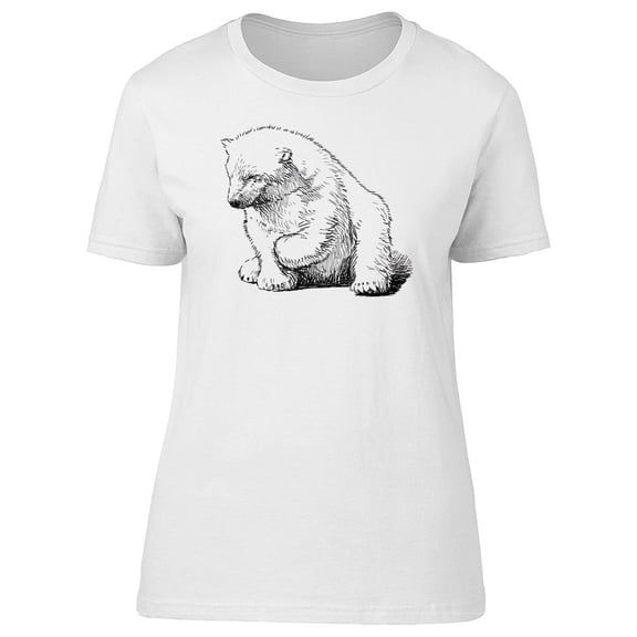 Cool Lovely Polar Bear Sketch T-Shirt Women -Image by Shutterstock, Female Large