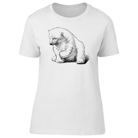 Cool Lovely Polar Bear Sketch T-Shirt Women -Image by Shutterstock, Female Small