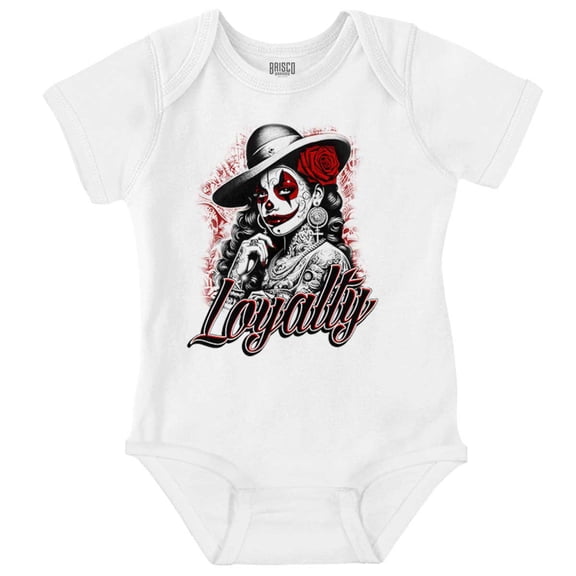 Cool Loyalty Chicana Clown Tattoo Romper Boys or Girls Infant Baby Brisco Brands NB