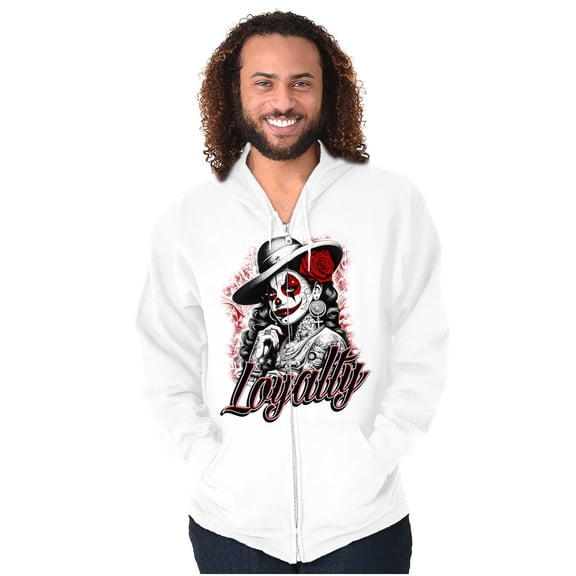 Cool Loyalty Chicana Clown Tattoo Zip Up Hoodie Men's Women's Brisco Brands M