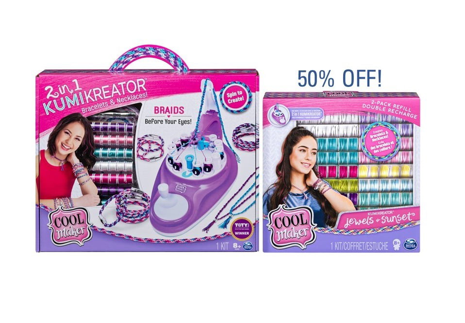 Cool Maker, 2-in-1 KumiKreator with 50% OFF Sunset and Jewels Fashion  2-Pack Refill Value Bundle, Online Only!