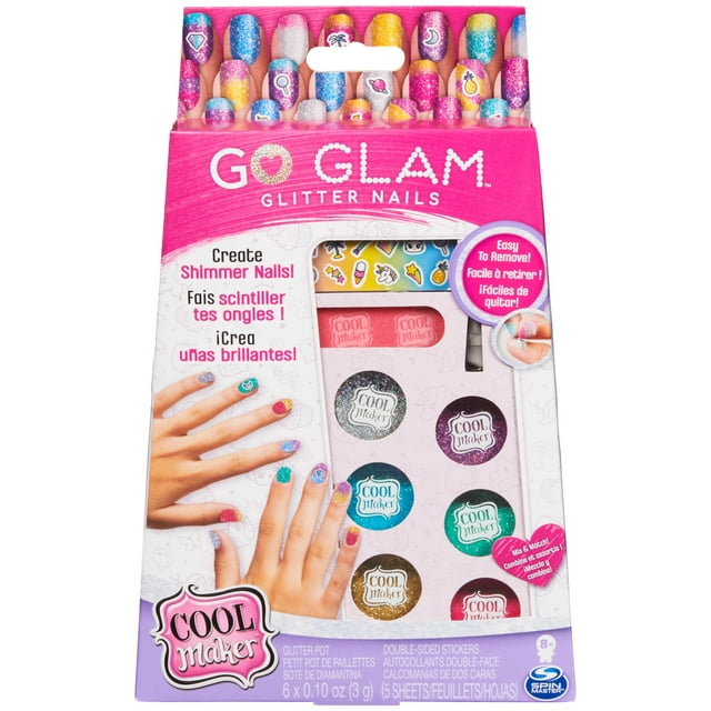 Cool Maker, GO GLAM Glitter Nails DIY Activity Kit for 5 Manicures, for Kids Aged 8 and up