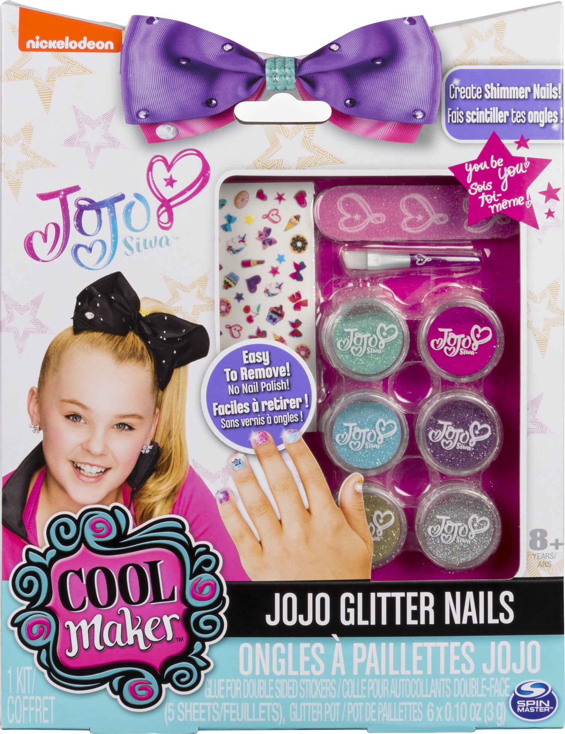 Cool Maker JoJo Glitter Nails Manicure Kit for Kids, 6 Colors, Glitter & Decals
