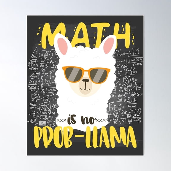 Cool Math Is No Prob-Llama Llama Alpaca Back To School Chalk Poster Wall Art, Modern Wall Decor For Living Room Bedroom, 8x12 UNFRAMED