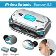 thumbnail image 1 of Cool Mecha Style Wireless Earbuds, TWS Bluetooth 5.3 Wireless Earbuds Waterproof Headphone LED Display Earphones with Powerbank Function, Silver, 1 of 8