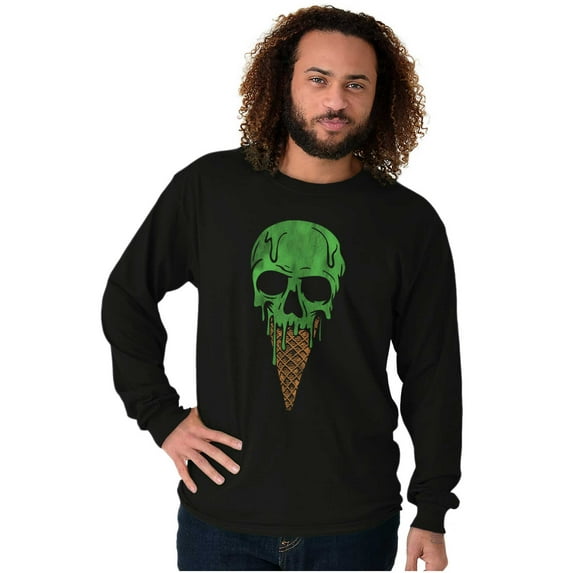 Cool Melting Skull Ice Cream Cone Long Sleeve TShirt Men Women Brisco Brands X