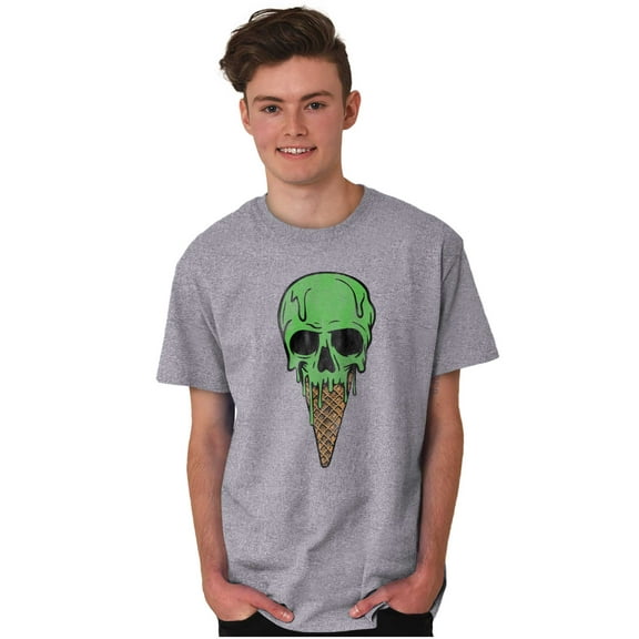 Cool Melting Skull Ice Cream Cone Plus Size Crewneck Graphic Tee Shirt Brisco Brands 2X
