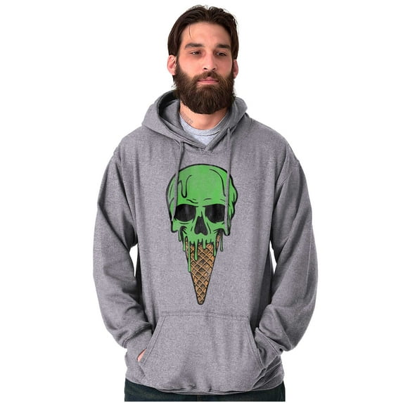 Cool Melting Skull Ice Cream Cone Unisex Plus Fleece Graphic Hoodie Brisco Brands 2X