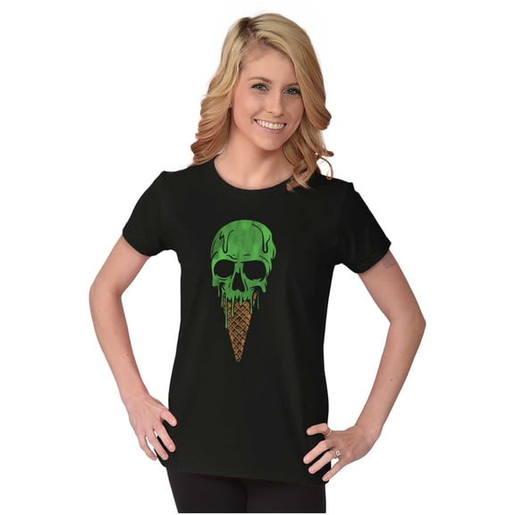 Cool Melting Skull Ice Cream Cone Womens Slim Fit Graphic Tee Brisco Brands M