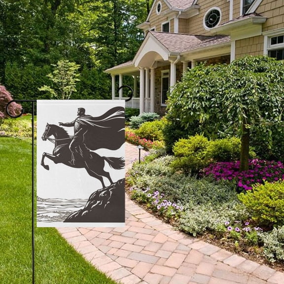 Cool Men Riding Horse Garden Flag 12x18 inch Double Sided Outside Yard Decorations for Home Outdoor