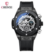 Cool Mens Geometric Rivets Moonphase Chronograph Night Quartz Watch