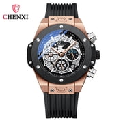 Cool Mens Geometric Rivets Moonphase Chronograph Night Quartz Watch