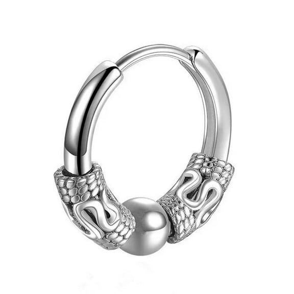 Cool Men's Hip Hop Alloy Stud Earrings Dragon-Pattern Round Gift For Her