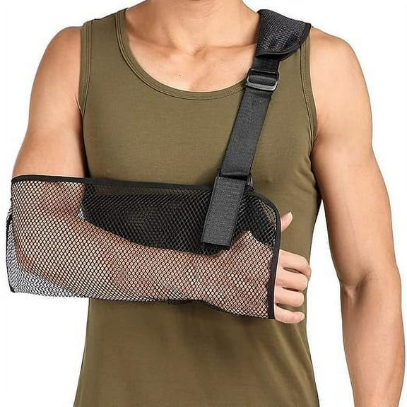 Cool Mesh Arm Sling Medical Shoulder Immobilizer Thumb Support Rotator Cuff Wrist Brace Strap Lightweight Breathable Comfort for Broken&Fractured Bones