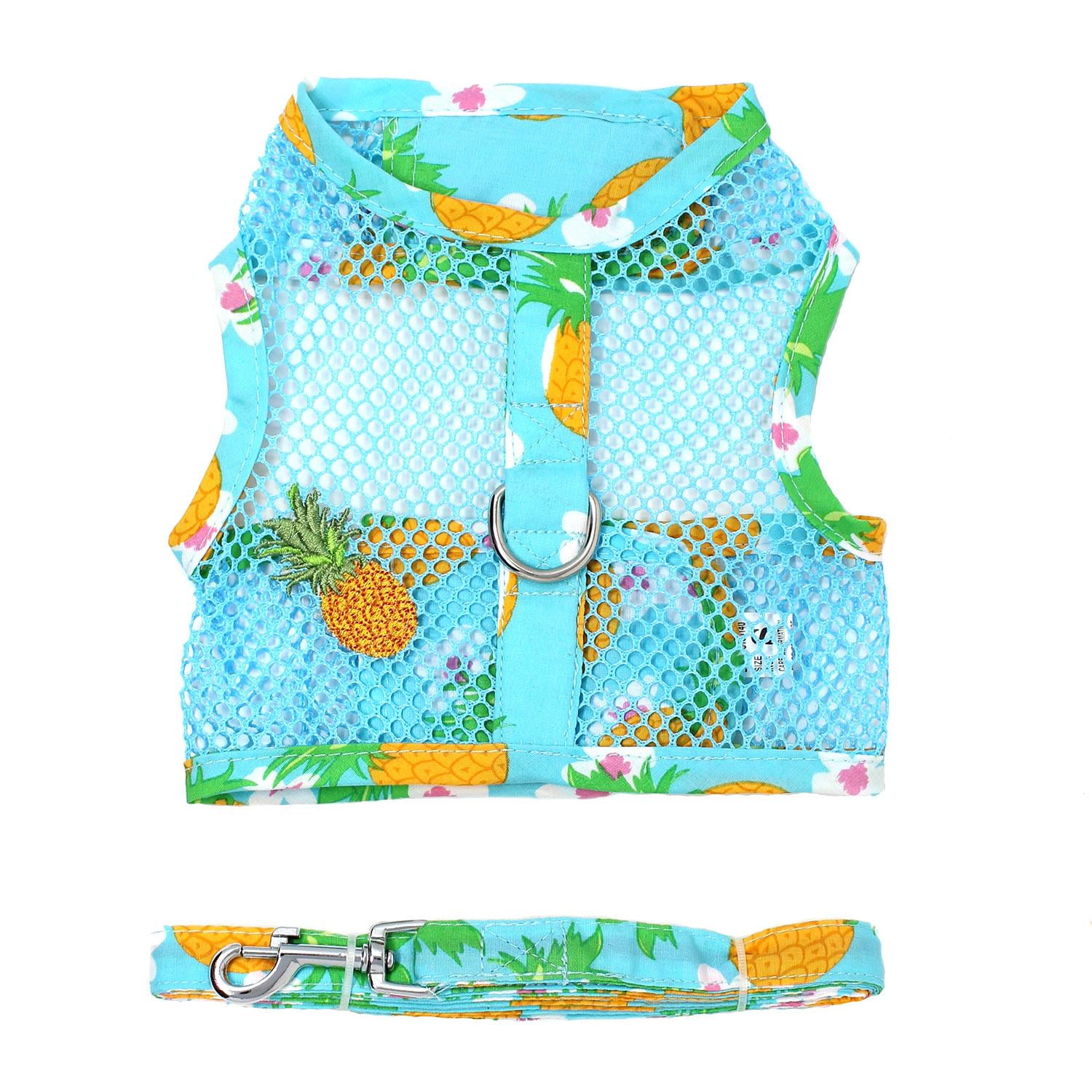 Cool Mesh Dog Harness with Leash by Doggie Design - Pineapple Luau - Small