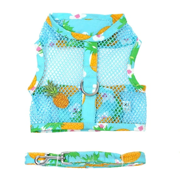 Cool Mesh Dog Harness with Leash by Doggie Design - Pineapple Luau - Small
