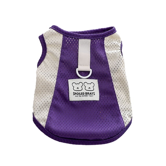 Cool Mesh Dog T-Shirt for Small Dogs - Stretchable and Breathable Pet Tank Top with D-Ring and Bunny Patch for Comfortable Wear