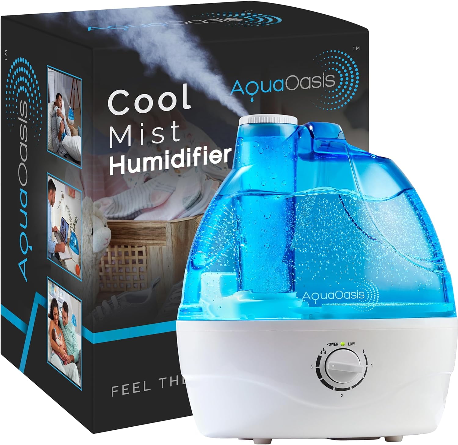 Cool Mist Humidifier (2.2L Water Tank) Quiet Ultrasonic Humidifiers for Bedroom & Large room - Adjustable -360 Rotation Nozzle, Auto-Shut Off, Humidifiers for Babies Nursery & Whole House