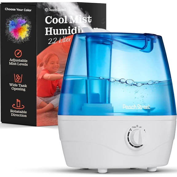 Cool Mist Humidifiers for Bedroom - 2.2L Water Tank, Baby, Office, Quiet Ultrasonic Air Vaporizer, Adjustable Level, 360 Nozzle Rotation, Auto-Shut Off, Large Area Humidifier Easy Fill and Clean