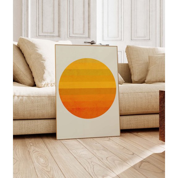 Cool Modern Abstract Sun Wall Art Print, Warm Sunset, Modern Living Room And Office Decor
