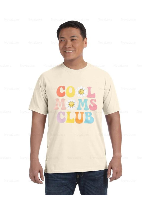 Cool Moms Club Comfort Coler T-Shirt with Groovy Retro Font, Unisex, up to size 4XL
