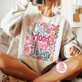 thumbnail image 1 of Cool Moms Love Jesus Sweatshirt, Retro Praying Mama Pullover, Boho Floral Christian Mother’s Day Sweater, Faith-Based Mom Life Shirt, 1 of 5