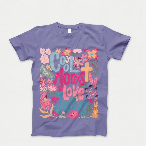 Cool Moms Love Jesus T-Shirt, Praying Mama Shirts, Religious Mom Tshirt, Mother's Day T-Shirt, Inspirational Mom Bible Verse Shirt, Gift for Mom