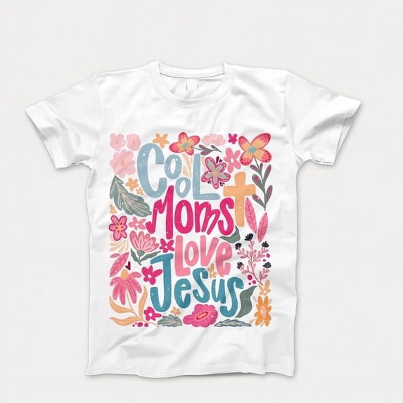 Cool Moms Love Jesus T-Shirt, Praying Mama Shirts, Religious Mom Tshirt, Mother's Day T-Shirt, Inspirational Mom Bible Verse Shirt, Gift for Mom