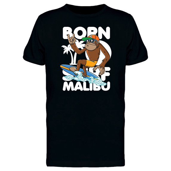 Cool Monkey Surfing Malibu T-Shirt Men -Image by Shutterstock, Male 3X-Large