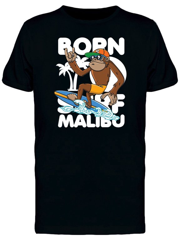 Cool Monkey Surfing Malibu T-Shirt Men -Image by Shutterstock, Male 3X-Large