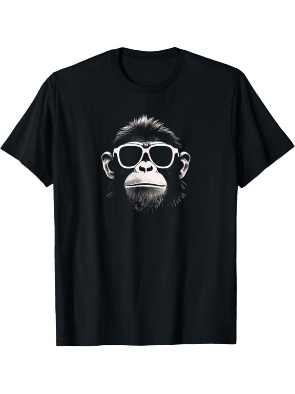 Cool Monkey White Sunglasses Grunge Art Graphic T-Shirt