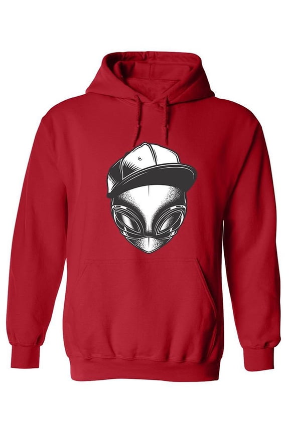 Cool Monochrome Alien Head Hoodie Men -Image by Shutterstock, Male Medium