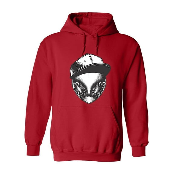 Cool Monochrome Alien Head Hoodie Men -Image by Shutterstock, Male XX-Large