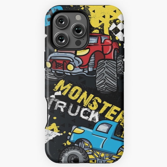 Cool Monster Truck Pattern Kids Boys Phone Case for iPhone 16 15 14 13 12 11 Pro Max