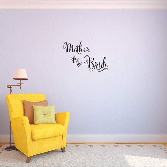 Cool Mother Of The Bride Wall Art Lettering Sticker Decal | DIY Removable Vinyl Adhesive Wedding Decoration - Black 20" x 30"
