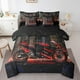 thumbnail image 1 of Cool Motocross Bed in a Bag Full Size,Modern Chic Dirt Bike Comforter Set 7 Pieces Youth,Glitter Red Black Motorcycle Bedding Sets,Extreme Sport Games Sheet Set with Comforter, 1 of 5